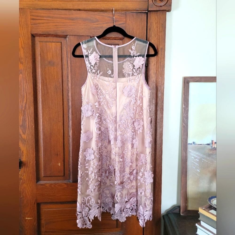 Mauve Lace & Applique Dress - Picture 2 of 7